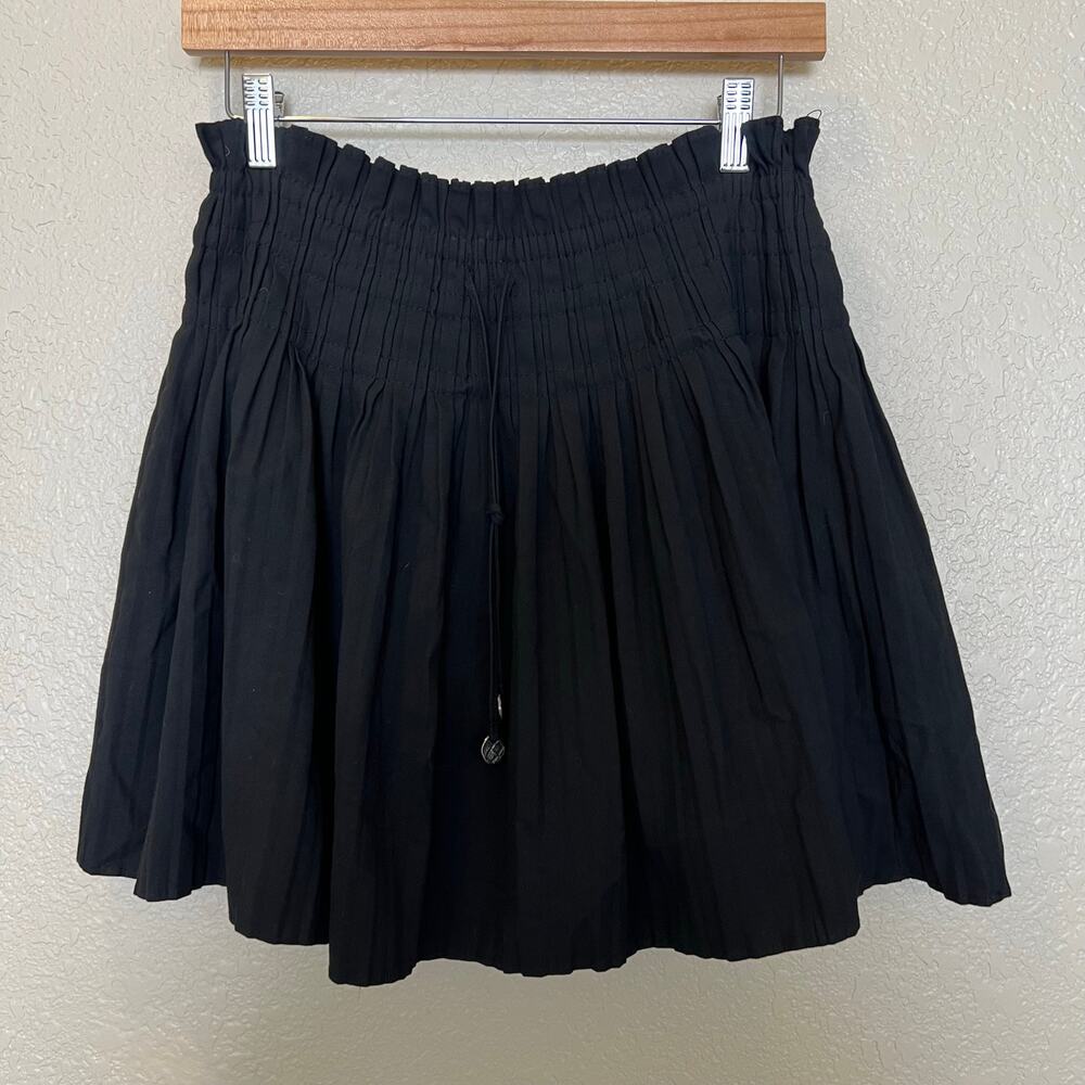 ZARA Black Pleated Mini Skirt Skort Medium Smocked Waist Pirate Costume